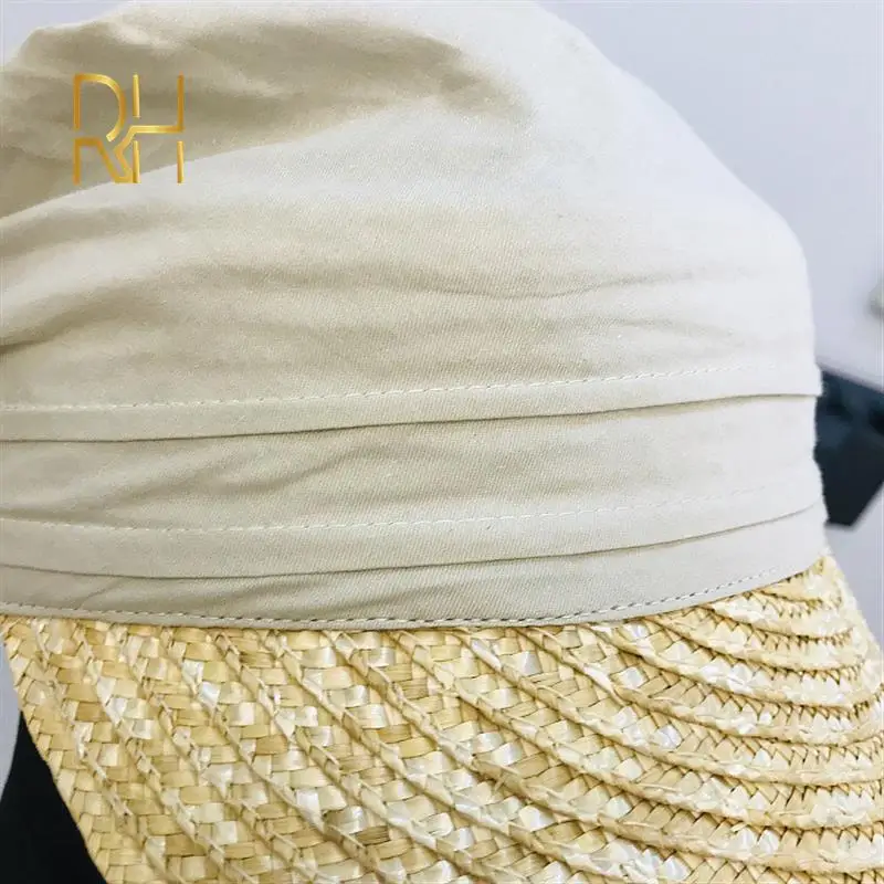 Женская Плетеная соломенная Кепка От Солнца Лоскутная дышащая Кепка-тюрбан из