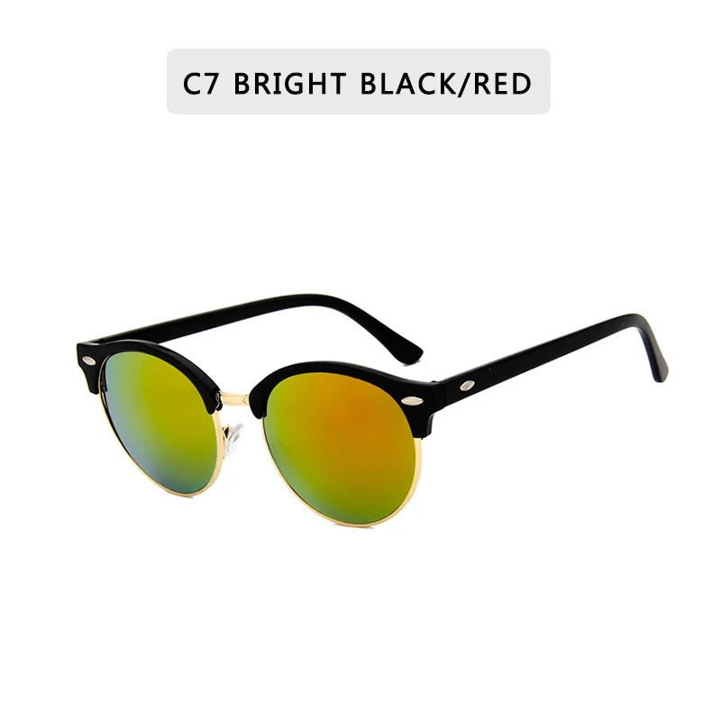 Ретро солнцезащитные очки с половинной оправой для мужчин и женщин брендовые дизайнерские полуоправы солнцезащитные очки Классические винтажные Oculos De Sol UV400 - Цвет линз: C7