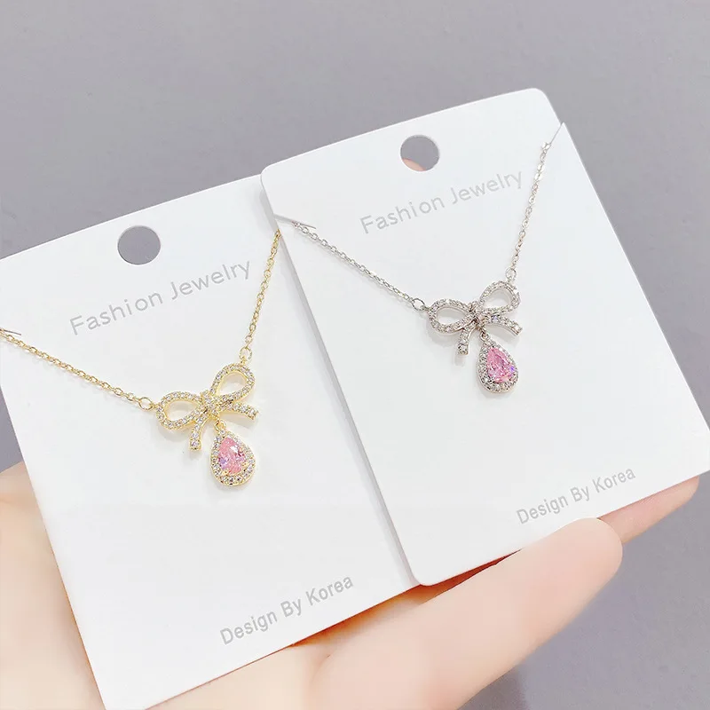 

Korean Style Super Fairy Micro-Inlaid Diamonds Bow Necklace Female Temperament Fashion Wholesale