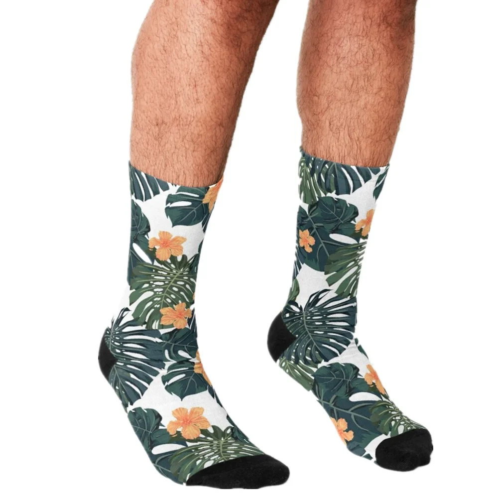 

2021 Funny Socks Men harajuku Tropical blossom Socks Printed Happy hip hop Novelty Skateboard Crew Casual Crazy Socks