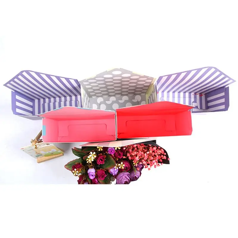 

Creative Creative Envelope Fold Flower Storage Box Wedding Engagement Party Decor Polka Dot Stripes Printed Paperboard Packaging