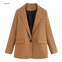 stylish pockets office lady blazers coat women 2021 fashion notched collar long sleeve outerwear casual chaqueta mujer