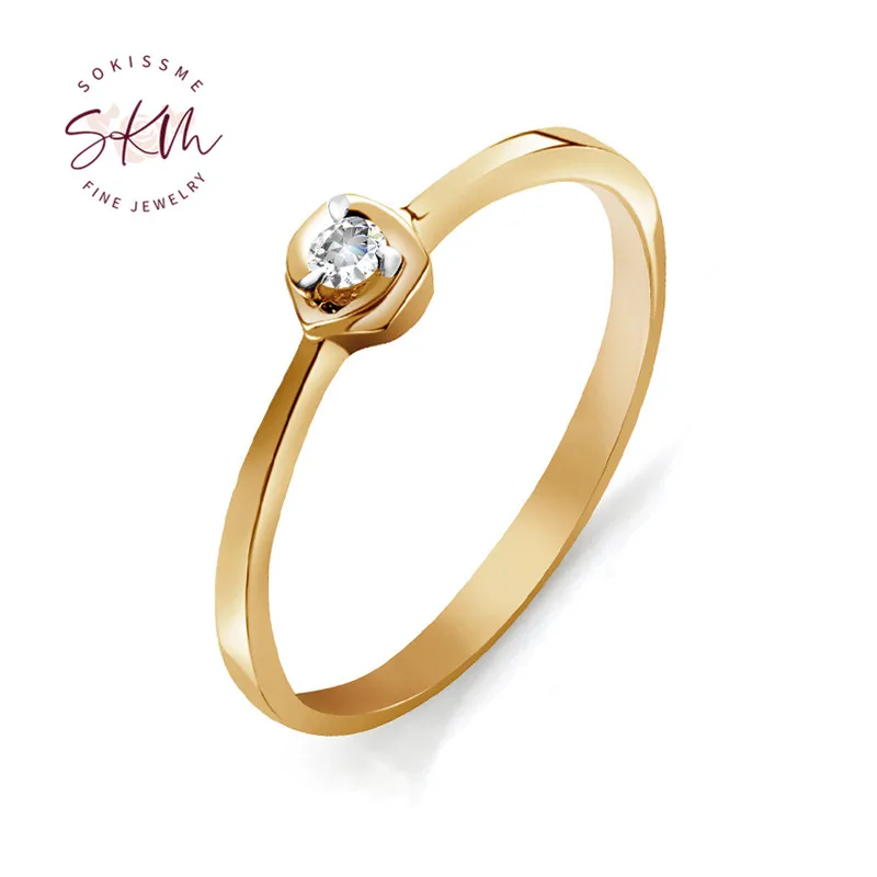 

SKM кольца для женщин 14K розовое золото натуральный бриллиант драгоценный камень кольцо обручальное кольцо изящное ювелирное изделие