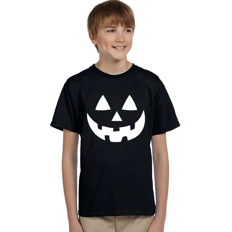 

Рубашка со смайликом костюмы на Хэллоуин для детей, топ с изображением тыквы для девочек, футболки для мальчиков с рисунком «Alien» Одежда для ...