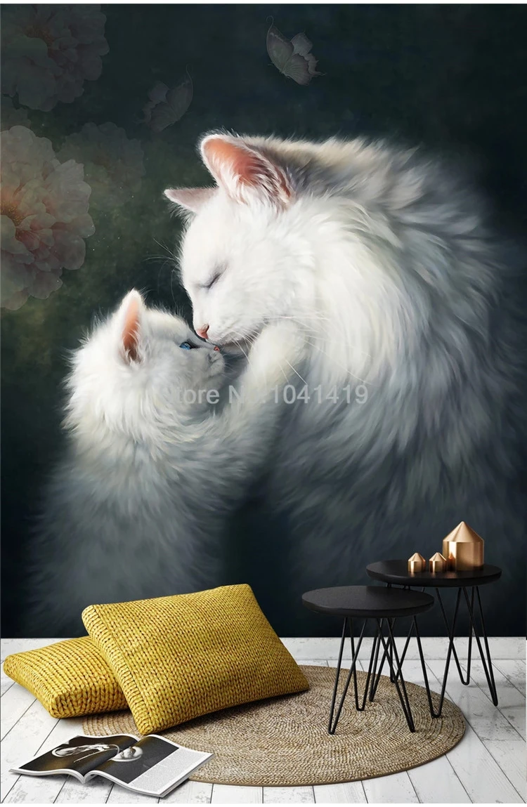Custom Photo Wallpaper 3D Cats Animal Murals Living Room Kids Bedroom Home Decor European Style Wall Painting Papel De Parede 3D
