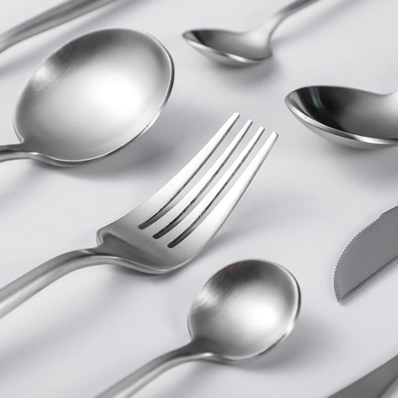 

New-Cutlery Sets,Matte Flatware Set,Satin Finish 24 Piece 304 Stainless Steel Utensils Set for Home and Restaurant
