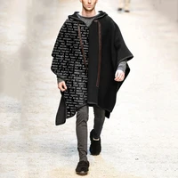 2021 european and american foreign trade cross border printed letters mens cloak shawl cover head cloak tweed coat