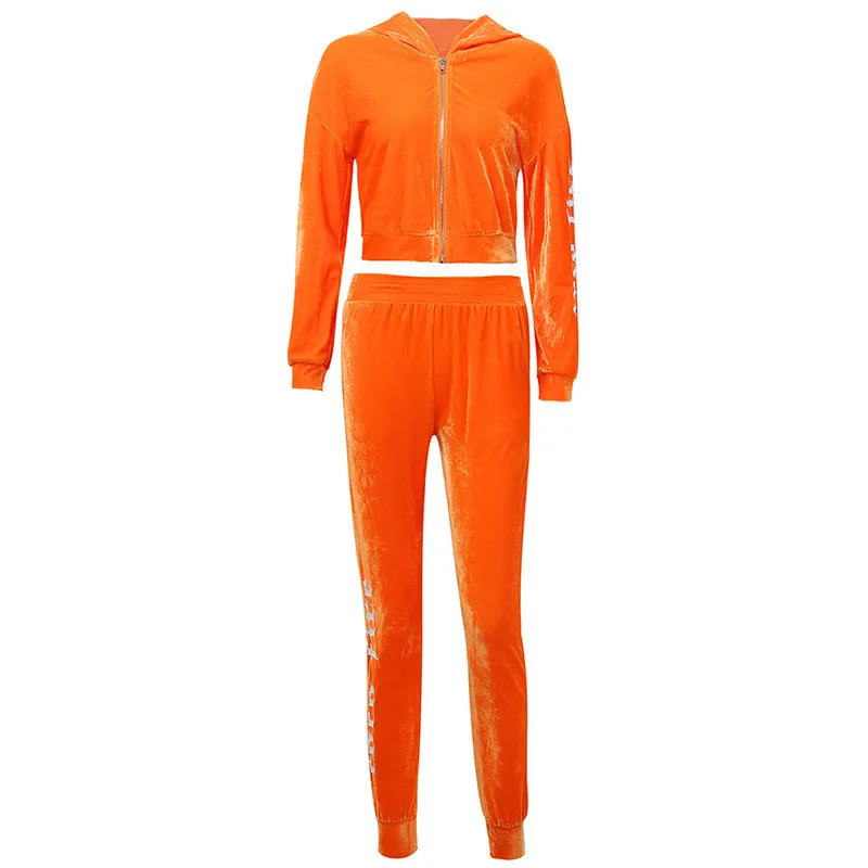 

Two Piece Set Autumn 2020 Streetwear Women's Tracksuits Outfits Letter Print Hooded Tracksuit For Women Long Sleeve Hoody Sports