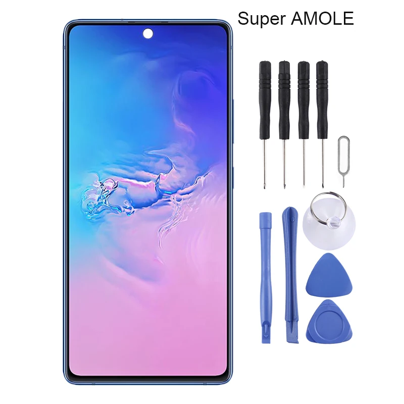 

iPartsBuy Original Super AMOLED Material LCD Screen and Digitizer Full Assembly with Frame for Galaxy S10 Lite