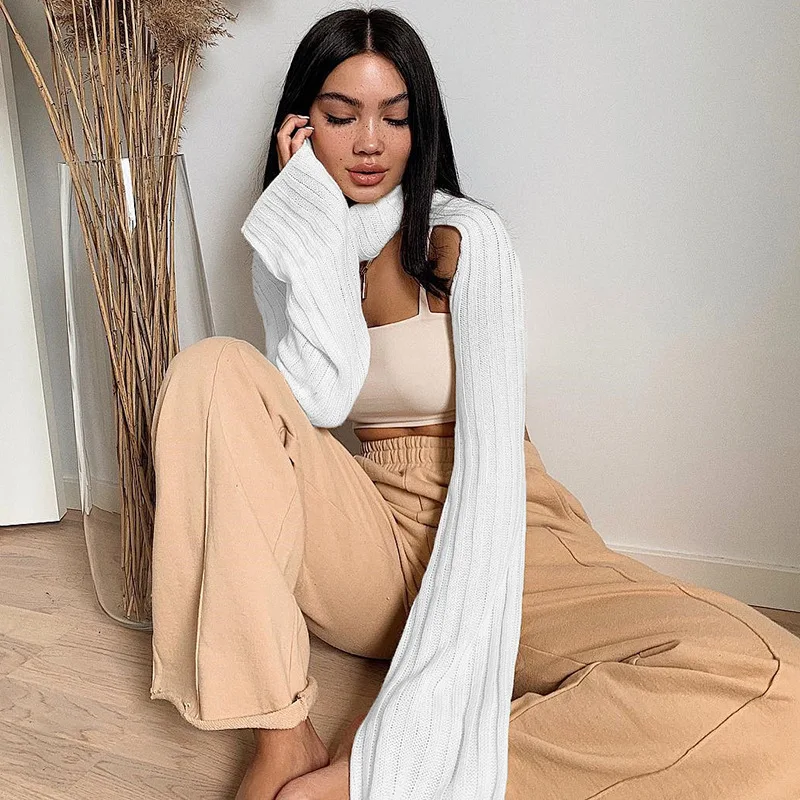 BOOFEENAA Turtleneck Long Sleeve Knit Cropped Sweater Tops Women Autumn Winter Clothes Jumper Pull Femme Knitwear 2019 C84-AB49 | Женская