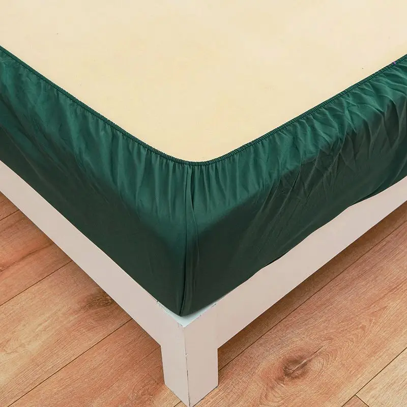 

Hot 1pcs Polyester Solid Fitted Sheet Mattress Cover Four Corners With Elastic Band Bed Sheet bedspreads for for double bed 150