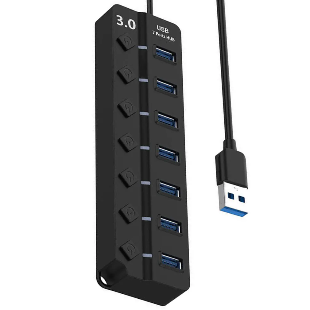 7 портов usb-хаб USB3.0 концентратор разветвитель вкл/выкл переключатель