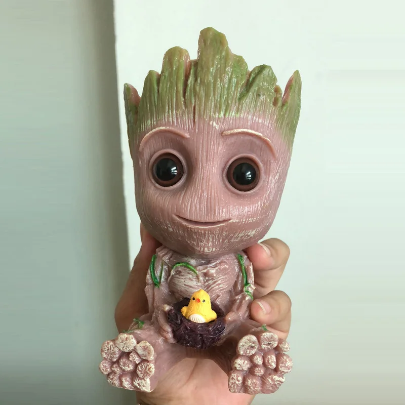 Симпатичные украшения для дома горшок растений фигурки подражали Groot модель