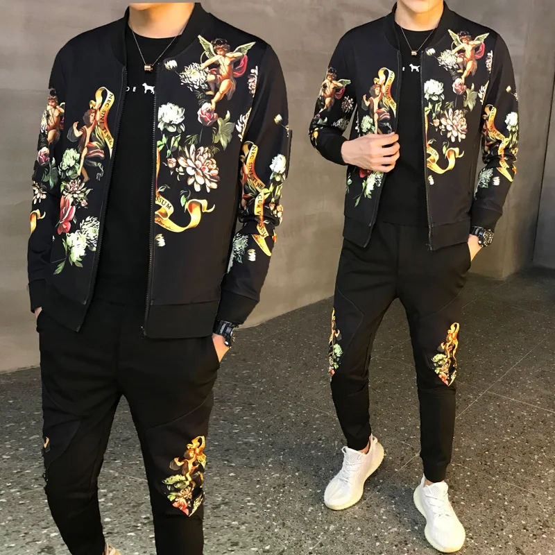 2019 осенний мужской комплект из 2 предметов повседневная куртка + штаны мужские