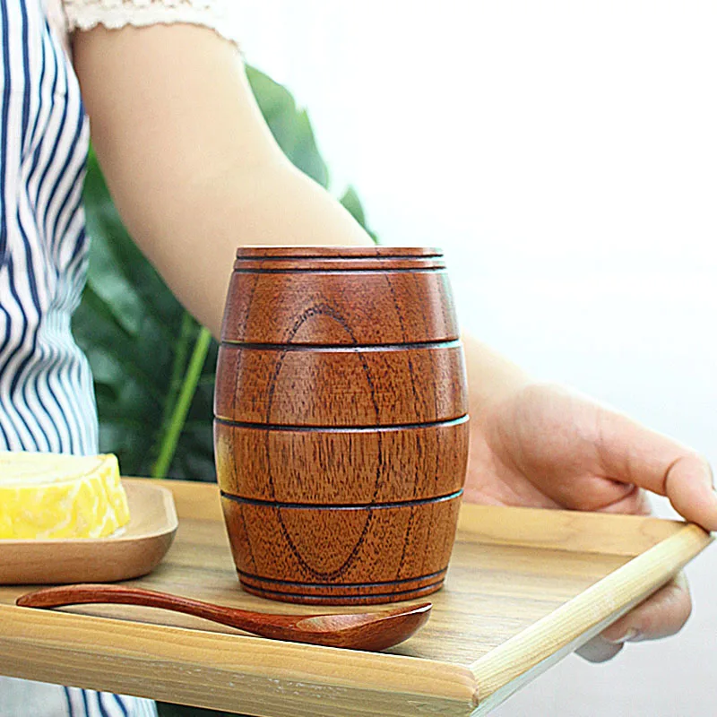 

Japan Style Natural Wooden coffee mug Retro Capacity Tea Water beer coffee cup Classic Wood Drinking Mug Tea Mugs 2019 50MKB57