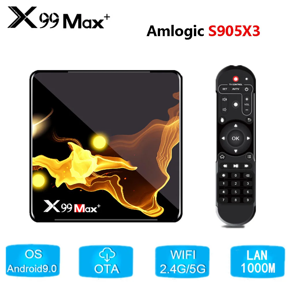 ТВ-приставка X99 Max Plus Android 9 0 4 + 32 ГБ Amlogic S905X3 2 ГГц | Электроника