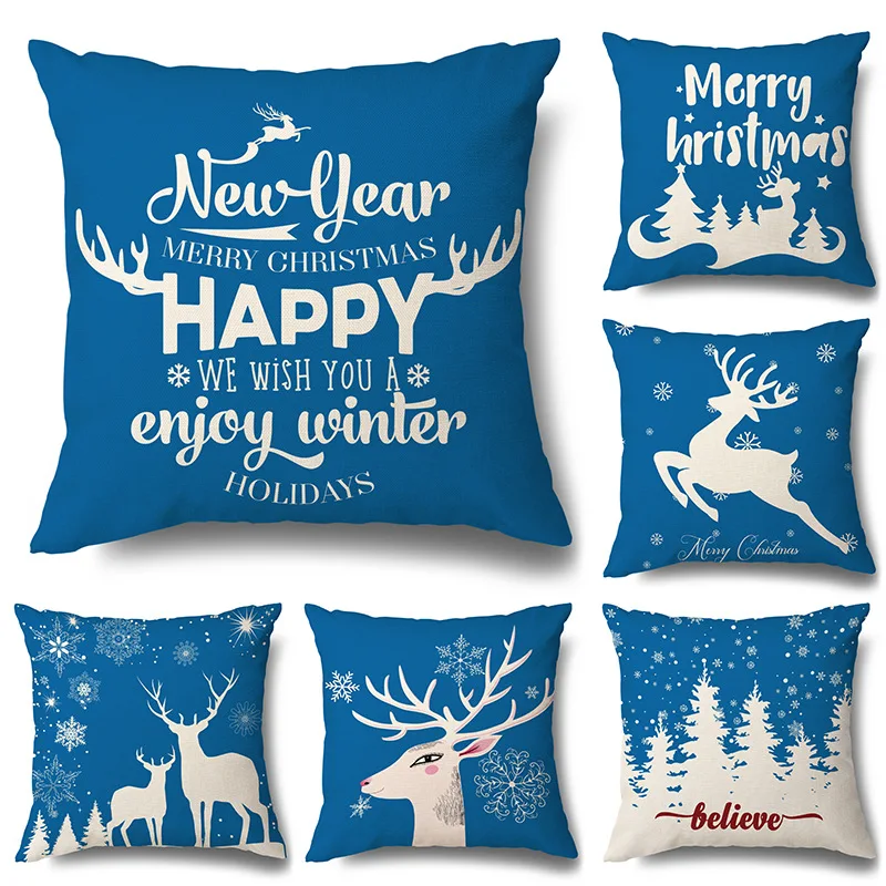 

Christmas Cushion Cover 18x18 Inch Red Merry Christmas Printed Farmhouse Decorative Buffalo Check Linen Pillowcase