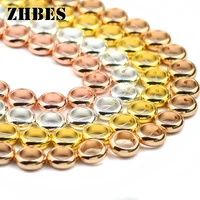 12mm natural stone gold color round circle hematite doughnut shape spacers loose beads for jewelry making diy bracelets findings