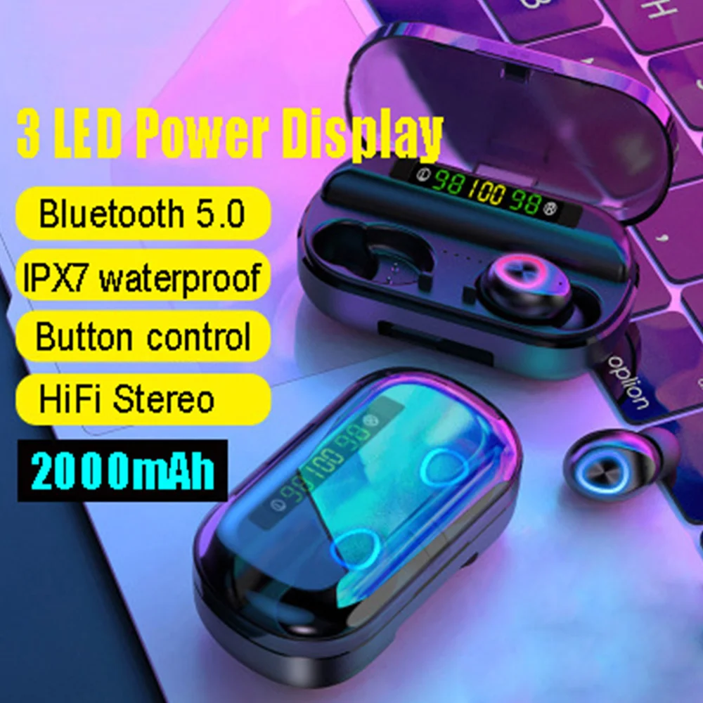 Наушники-вкладыши TWS Bluetooth наушники С микрофоном светодиодный Дисплей