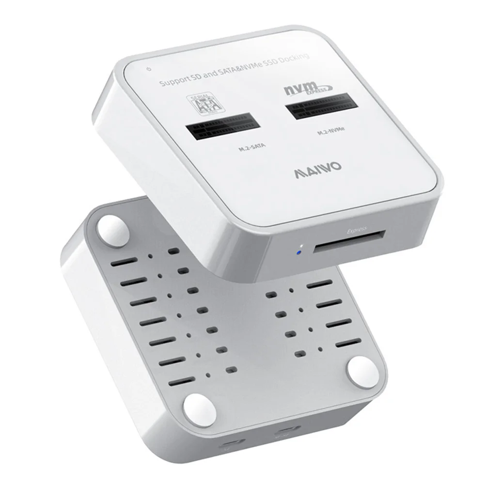 MAIWO K3016SD Dual M.2 SSD Docking Bay 10Gbps SATA/NVMe SD Card Reader Station Solid State Drive Enclosure Case Holder Adapter