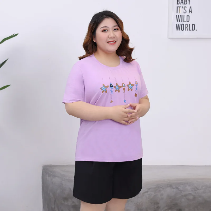 

Oversized Women T-shirt Loose Cartoon Fish Printed Short Sleeve Summer Tops Casual Tee Shirts Pink T9330