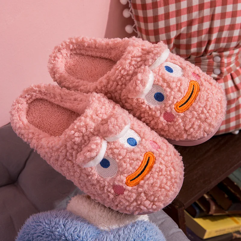 Cotton Slippers Female Autumn and Winter Cute Cartoon Student Home Indoor Warm Plush Slippers Male Shoes for Women