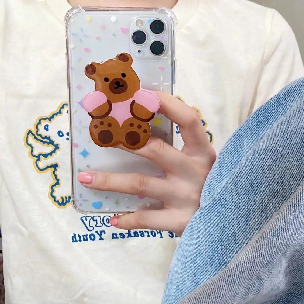 Корейский милый мультяшный 3D чехол подставка с медведем для iphone X XR XS 11 11PRO MAX 7 8 plus