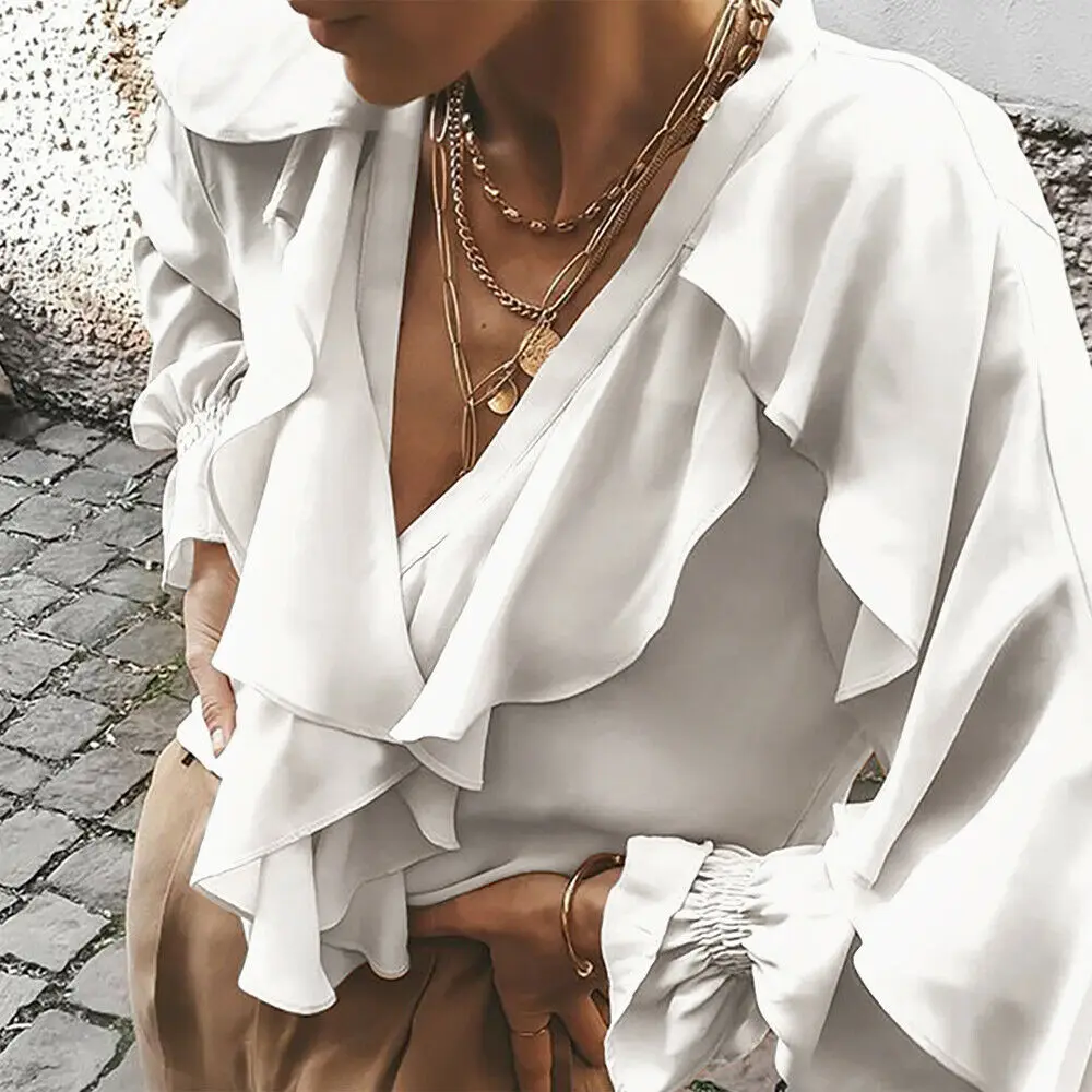 Британская женская летняя блузка Свободная шифоновая с v образным вырезом и