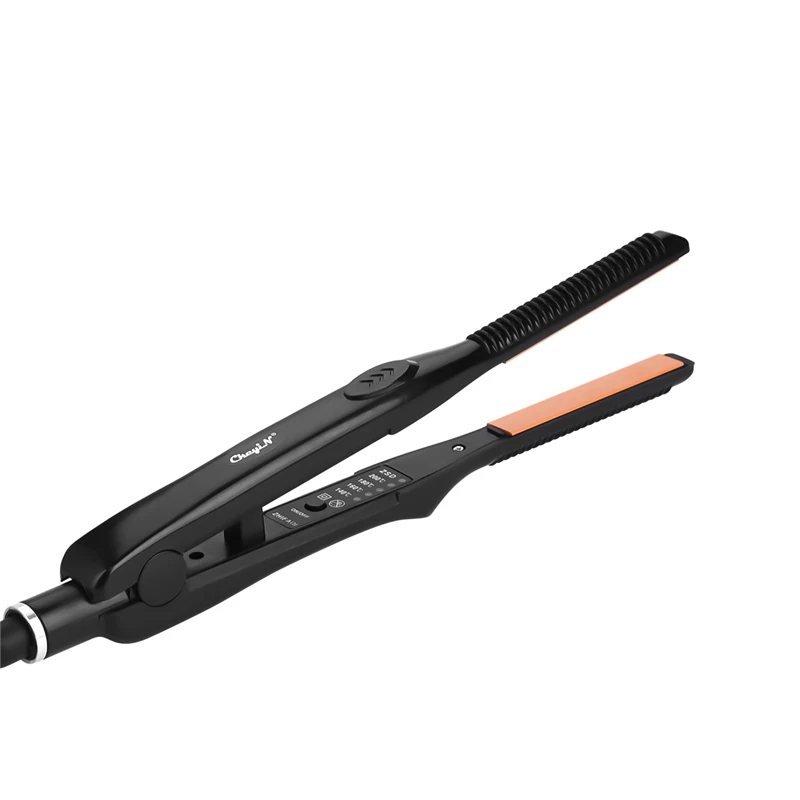

Ceramic Flat Iron Hair Curling Iron Temperature Adjustment Electric Hair Straightener Curler Styling Tool One Button Control P40