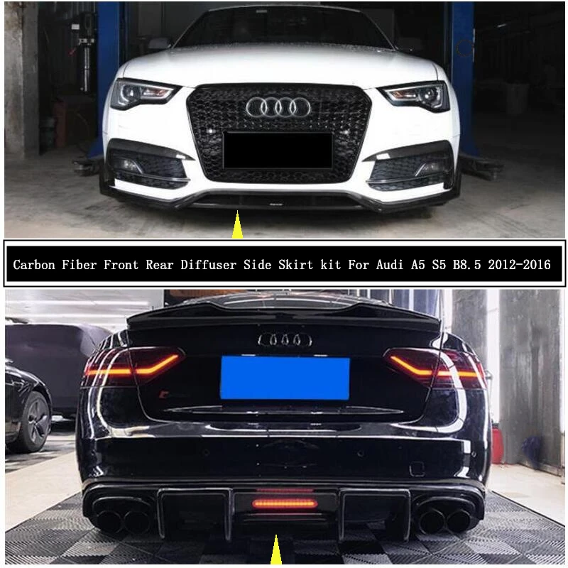 Передний и задний диффузор спойлер для Audi A5 S5 B8.5 2012-2016 из углеродного волокна