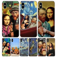 van gogh mona lisa funny art silicon call phone case for apple iphone 11 13 pro max 12 mini 7 plus 6 x xr xs 8 6s se 5s cover