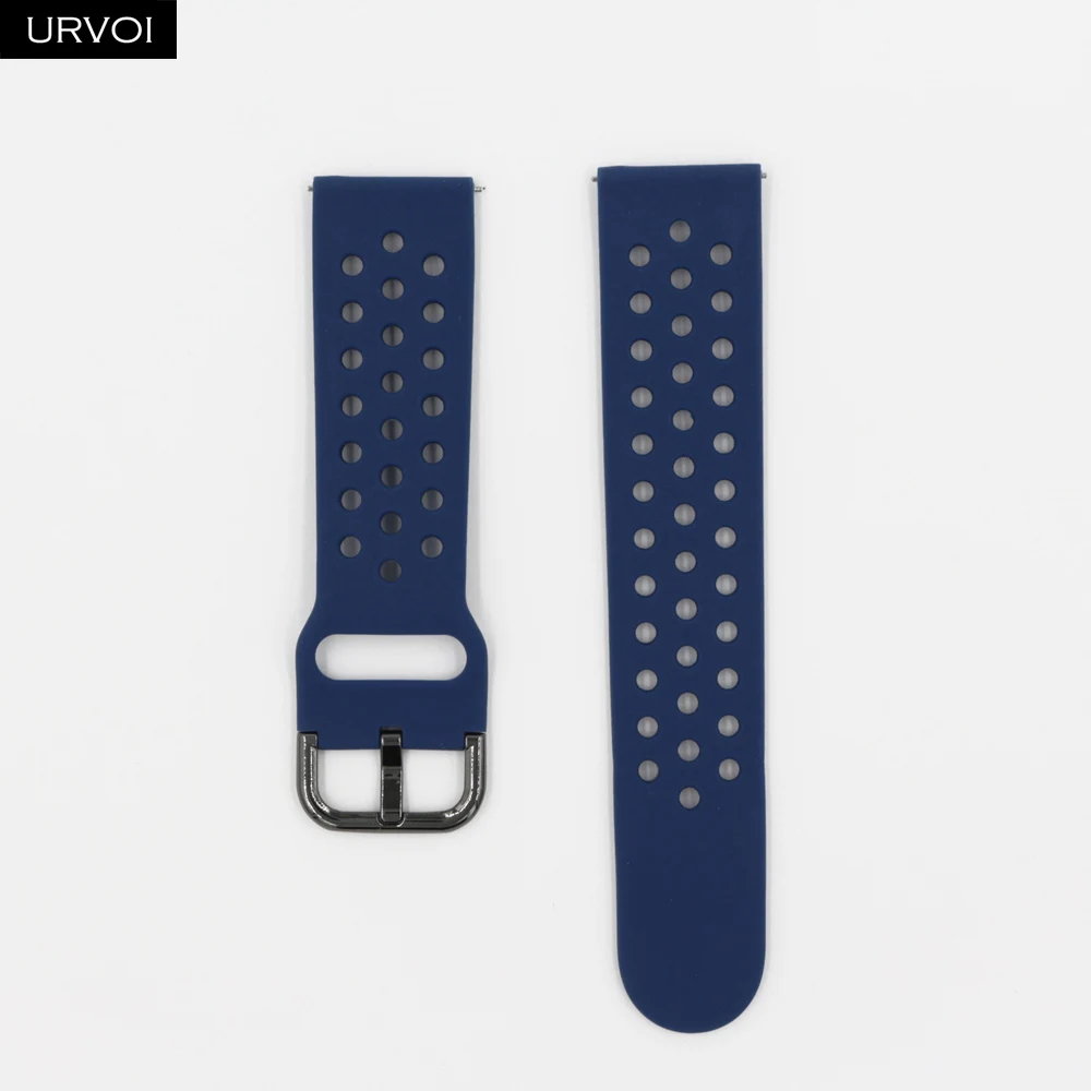 Dark blue URVOI силиконовой лентой для Galaxy Watch Active/42/46 мм шестерни ремешок для спортивных часов для HUAWEI GT быстроразъемные контакты мягкий сменный 20/22 мм - Цвет ремешка: Dark blue
