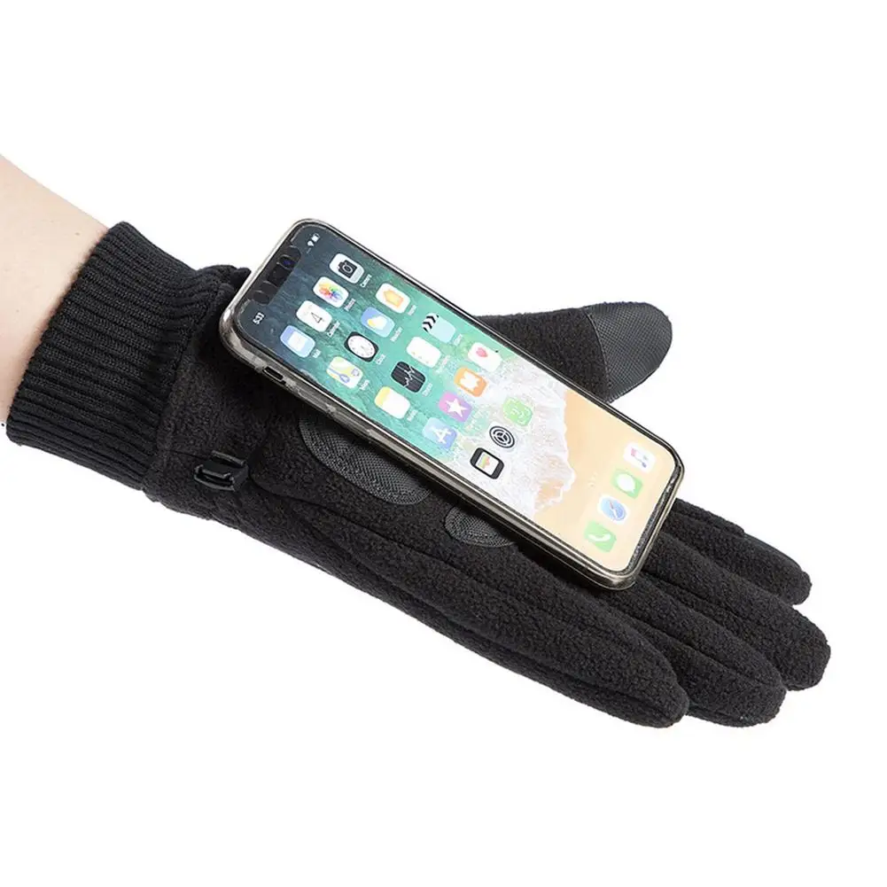 Зимние теплые флисовые перчатки для защиты от холода мужчин и женщин