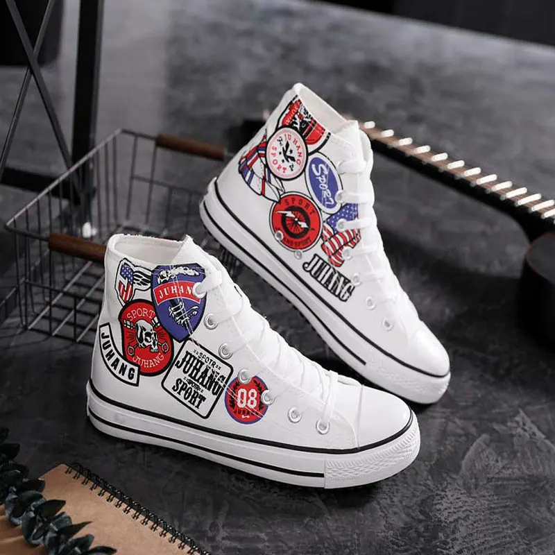 Мужские модные мужские кроссовки с ручной росписью Повседневные высокие топы Tenis