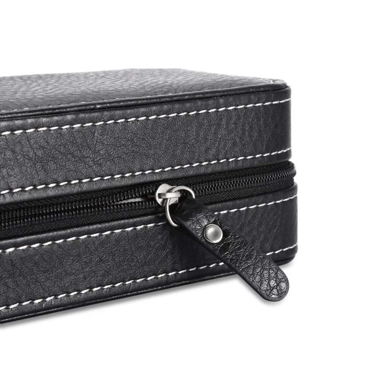 

2 Grids PU Leather Travel Watch Storage Case (Black) & Roll 3 Slot Wristwatch Necklace Bracelet Jewelry PU Leather Box