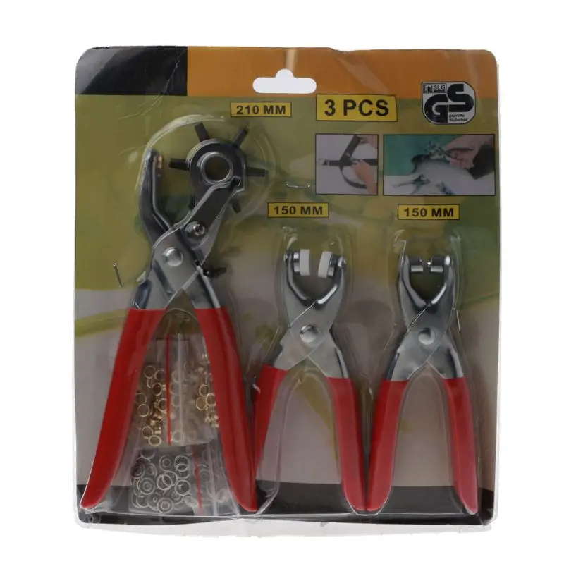 

3Pcs Leather Belt Hole Punch Plier Eyelet Snap Setting Pliers Hand Puncher Tools