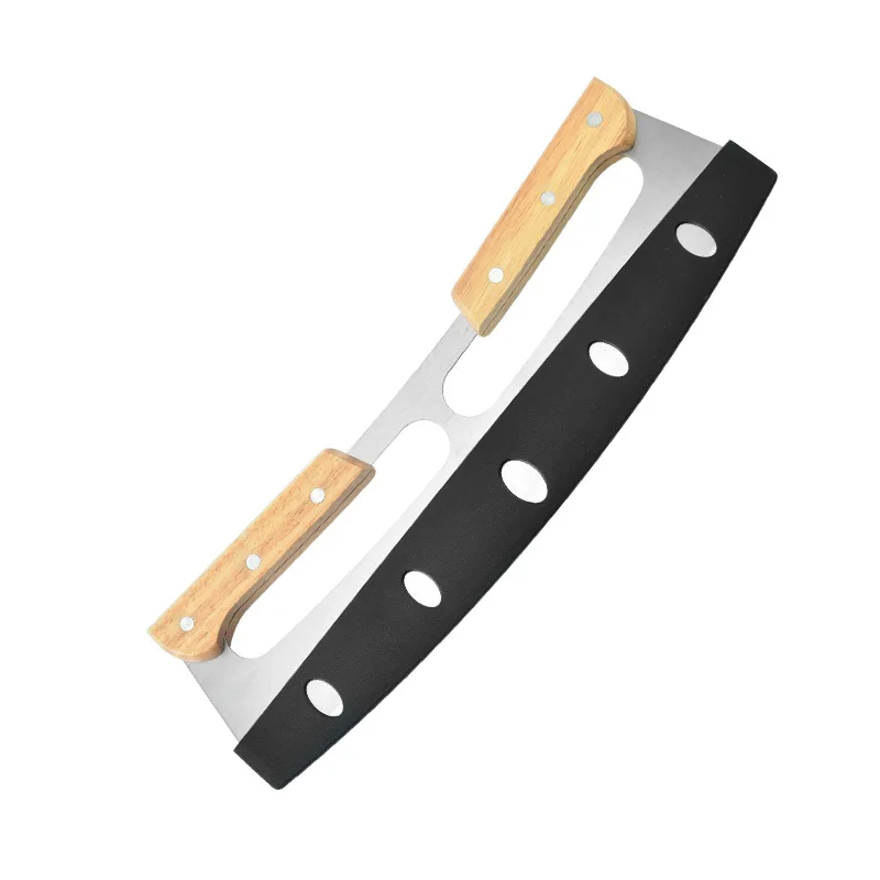 Резак для пиццы слайсер с двойной деревянной ручкой зеркальный резак фруктов