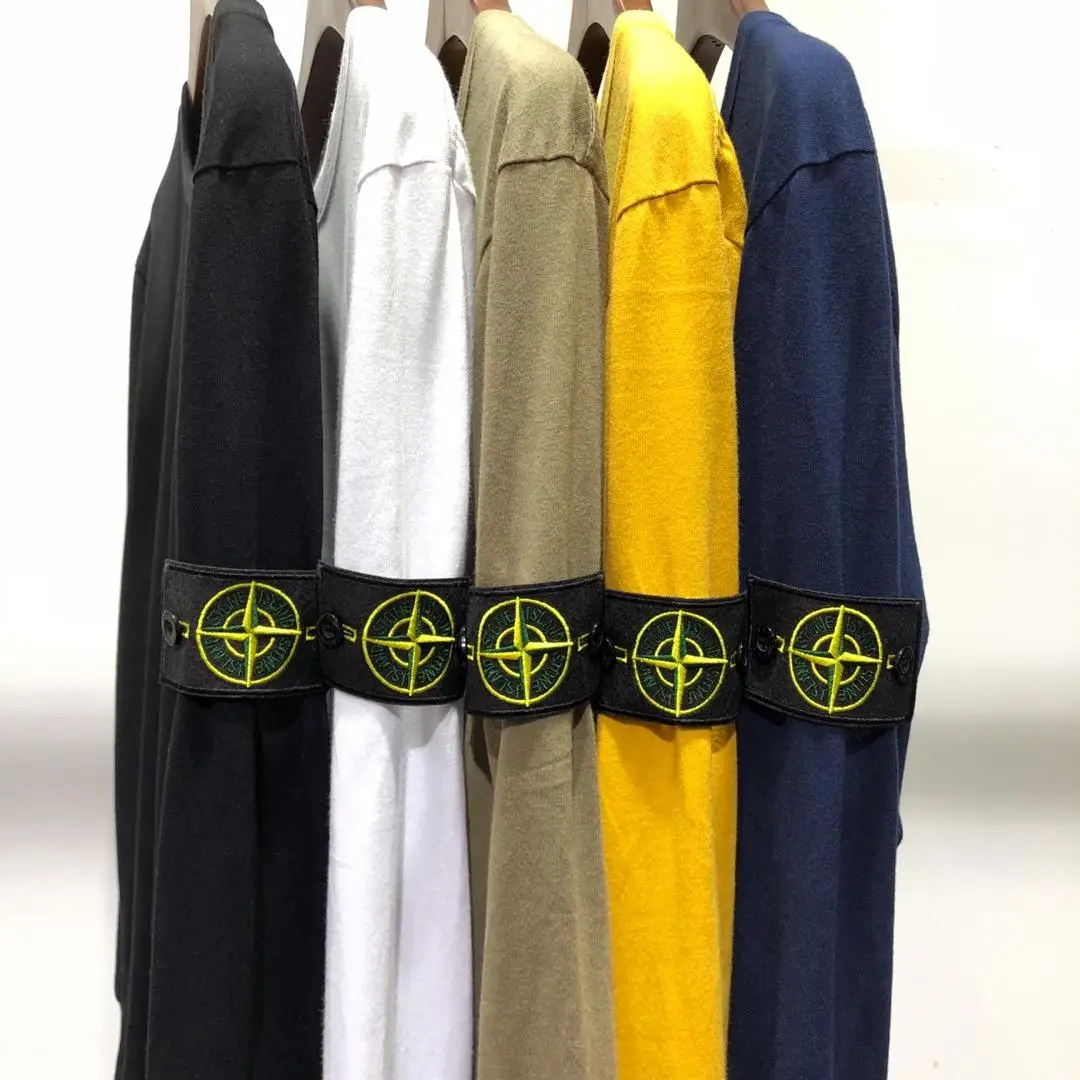 

Stone Island Spring and Autumn New Solid Color Casual Wild Round Neck Men and Women Couples Loose Long-sleeved T-shirt Bottomin