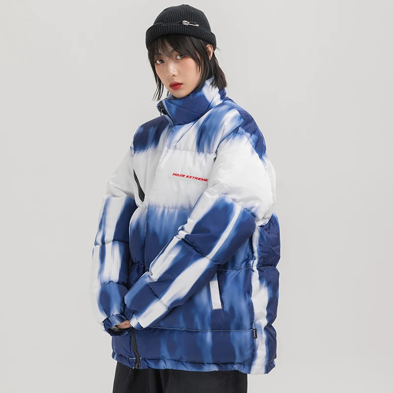 Иллюзия Tie Dye Puffer стеганая зимняя куртка мужская парка хип-хоп уличная куртка пуховик пальто Верхняя одежда ветровка мужская верхняя одежда