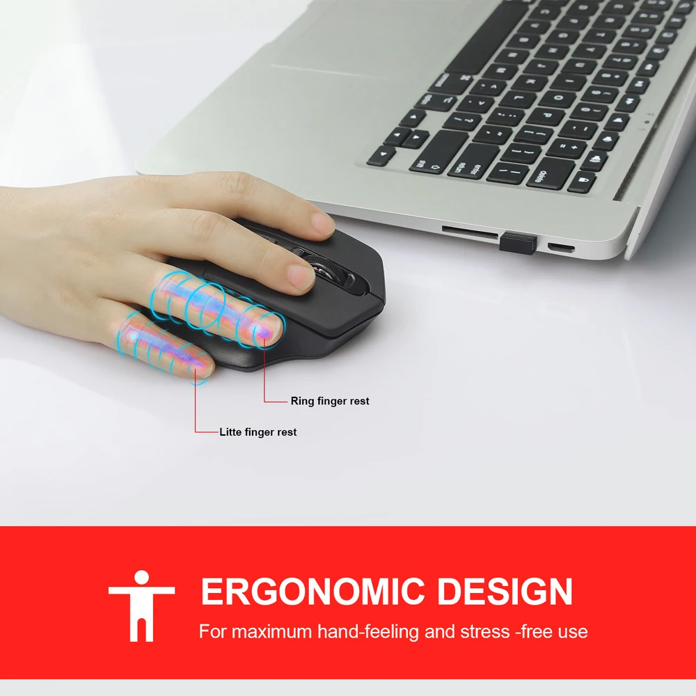 

YWYT Wireless Mouse Ergonomic Anti Fatigue with USB Receiver 2400DPI 2.4GHz 6 Keys Mouse for Mac OS Windows Laptop