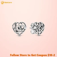 danturn new 925 sterling silver stud earrings family tree heart stud earrings for women earings original trendy jewelry making