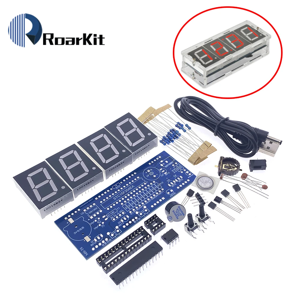 4 биты DIY цифровые часы 1 дюйм электронный микроконтроллер комплект светодиодная