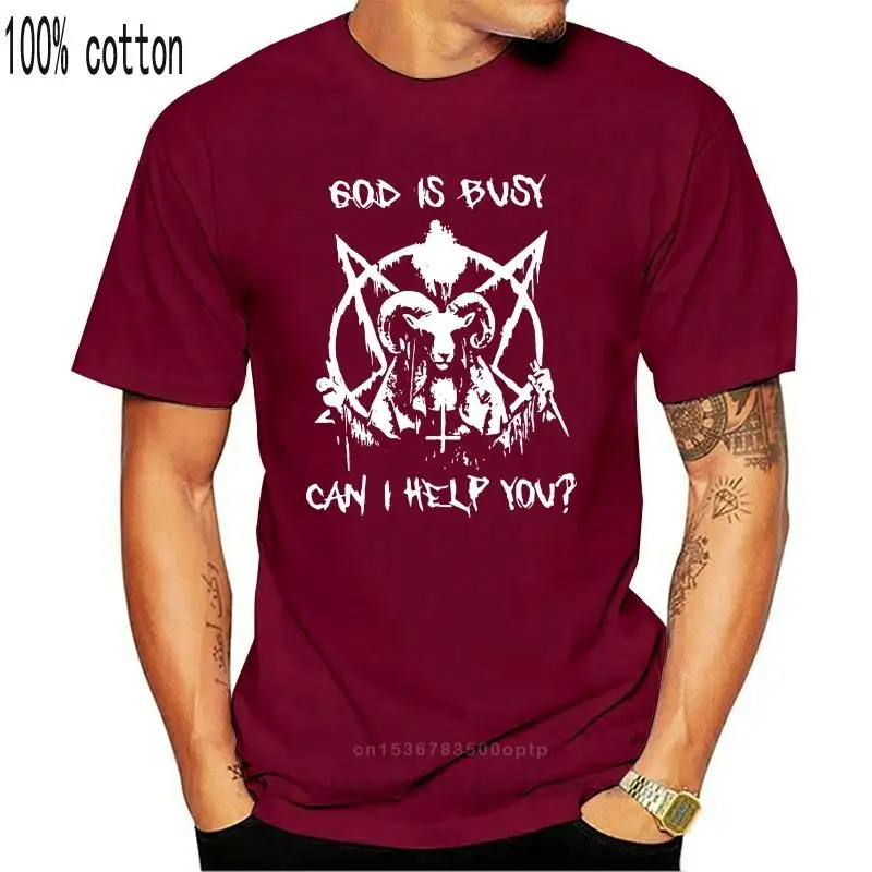 

Satan God Is Busy Can I Help You Tshirt Men Black M - 3Xl Casual Tee Shirt