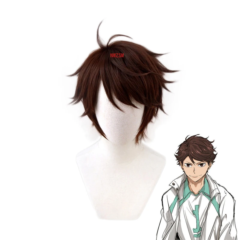 

Haikyuu!! Aoba Johsai Toru Oikawa Tooru Dark Brown Short Wig Cosplay Costume Heat Resistant Synthetic Hair Haikiyu Men Wigs