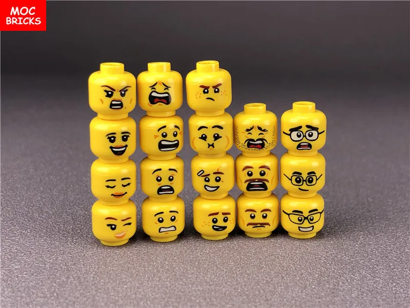 10 шт./лот MOC кирпичи новые мальчики и девочки лицо выражение фигурки голова DIY мини