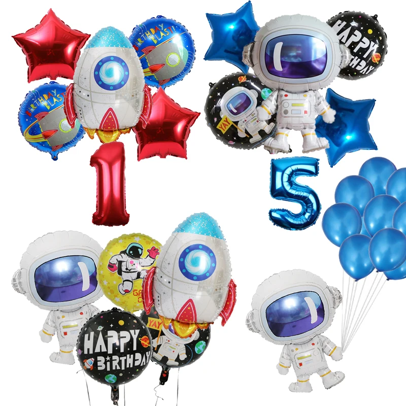 

6Pcs/Lot Astronaut Rocket Balloons Outer Space Toys Birthday Party 32 Inch Number set Decorations Boy Kids Toy Balloons