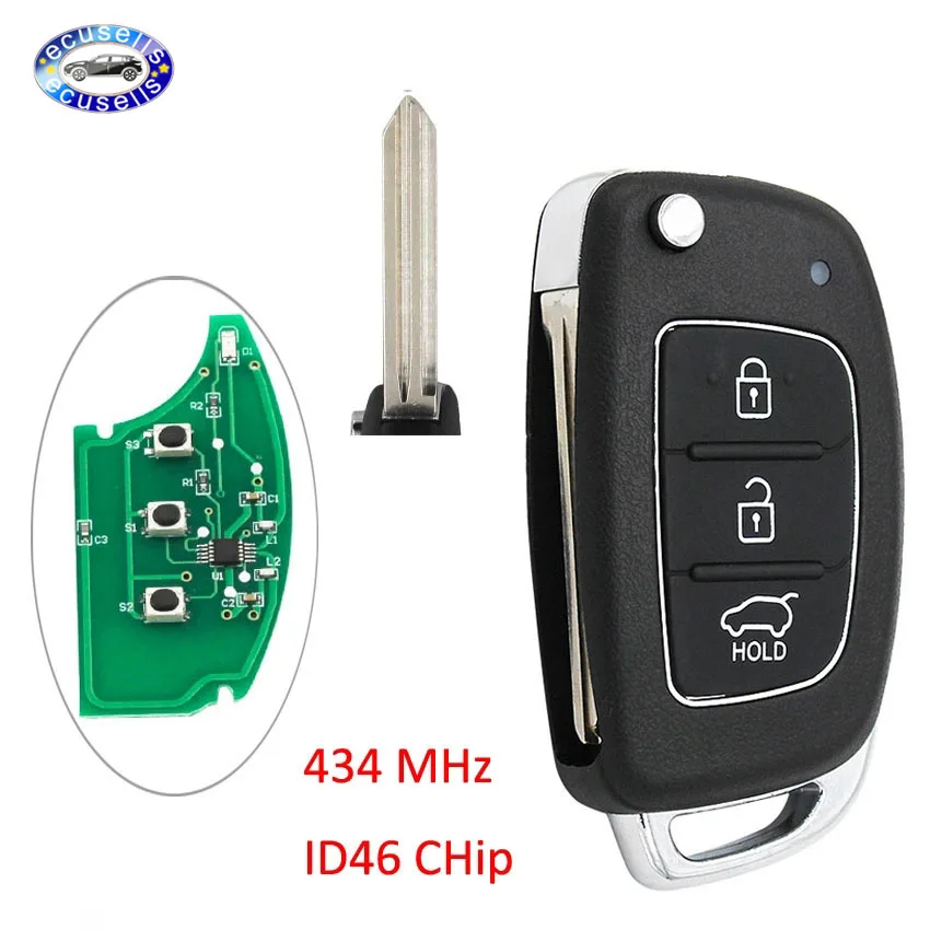 Пульт дистанционного управления без ключа Floding с 3 кнопками 434 МГц чип ID46 для Hyundai