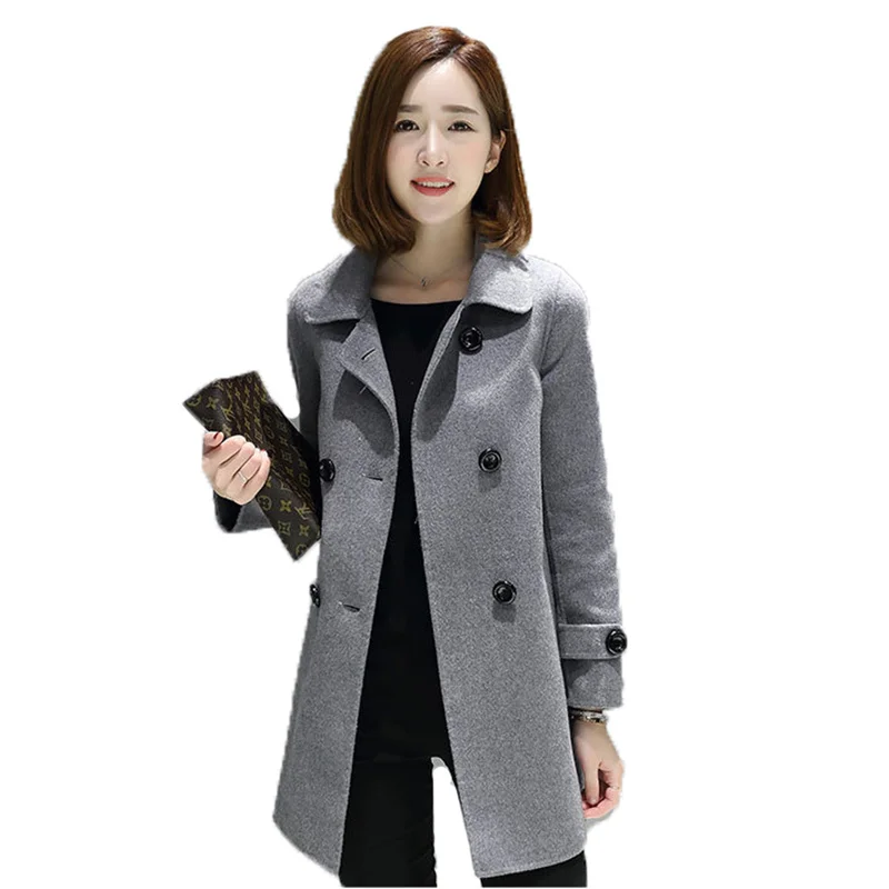 Женское шерстяное пальто красный серый розовый облегающий Топ с длинным рукавом