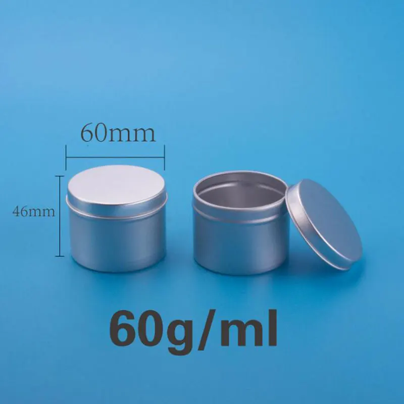 

60ml Aluminum Metal Tin Cans Hair Wax Pots Packaging Bottle Makeup Tool Cream Containers Candle Jar 50pcs/lot High Quality