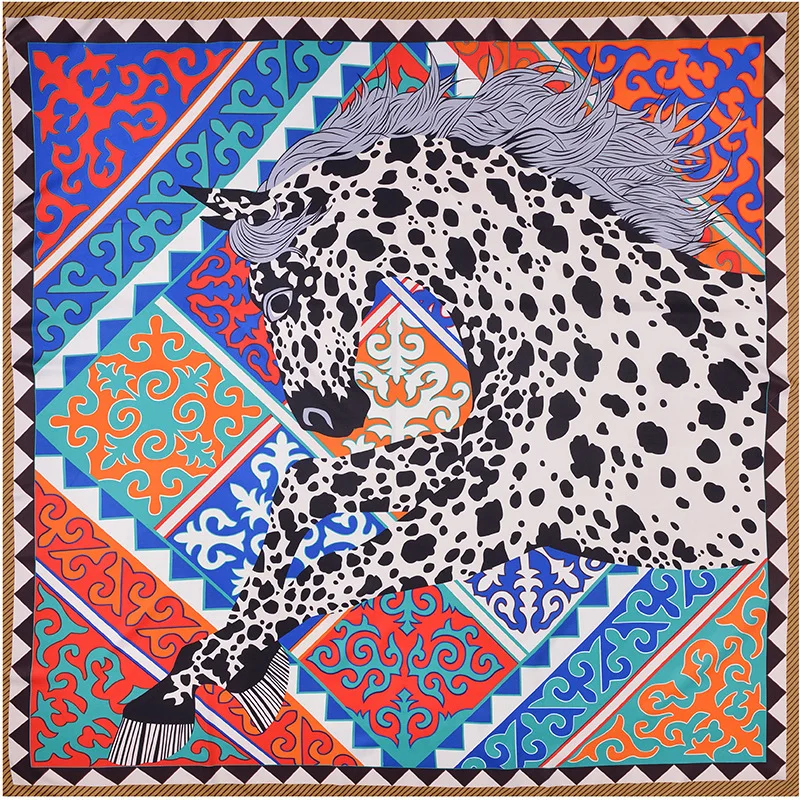 2020 women Leopard print square twil silk scarf fashion female shawls and wraps foulard femme horse banadana 130*130cm |